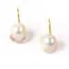 The Link Between Women's Nora Luster White Baroque Gold Vermeil Hook Earring In White