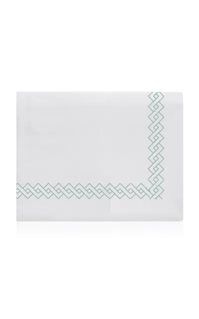 The Lino 3 Lines And Waves Cotton Percal King Duvet In Green