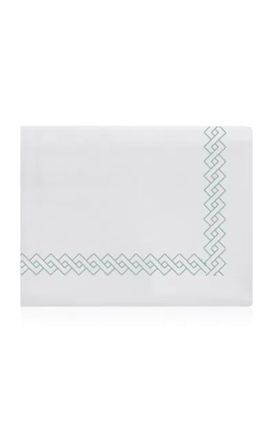 The Lino 3 Lines And Waves Cotton Percal Queen Duvet In Green