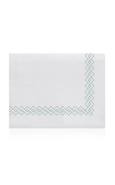 The Lino 3 Lines And Waves Cotton Percal Twin Duvet In White
