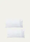 The Lino Essential Embroidered Pillowcase Pair, Standard Case In Red