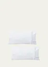 The Lino Essential Embroidered Pillowcase Pair, Standard Case In Navy