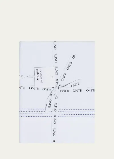 The Lino Essential Embroidered Queen Flat Sheet In Navy