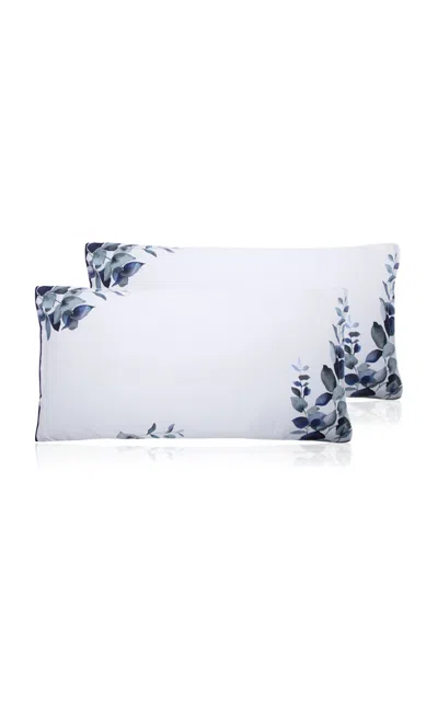 The Lino Eucalyptus Pillowcase; Set Of Two In Blue