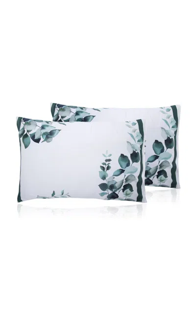 The Lino Eucalyptus Pillowcases; Set Of Two In Multi