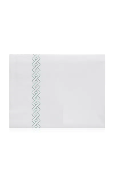 The Lino Romano Cotton Percal Queen Top Sheet In Green