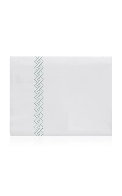 The Lino Romano Cotton Percal Twin Top Sheet In Green