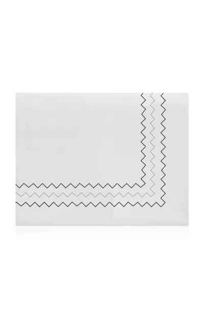 The Lino Zig Zag Cotton Percal King Duvet In Green