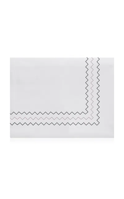 The Lino Zig Zag Cotton Percal King Duvet In Pink