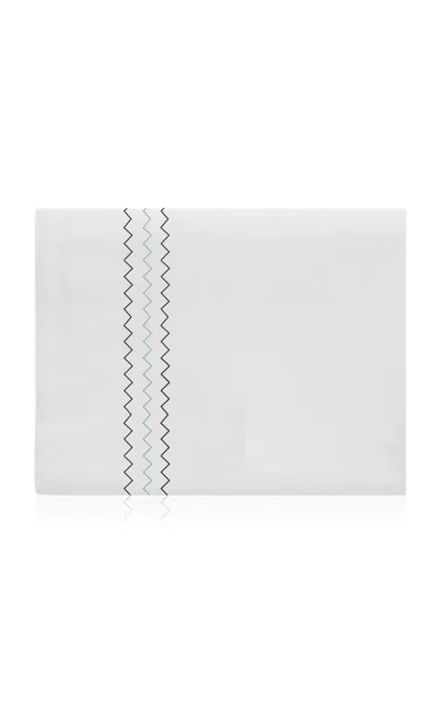The Lino Zig Zag Cotton Percal King Top Sheet In Green