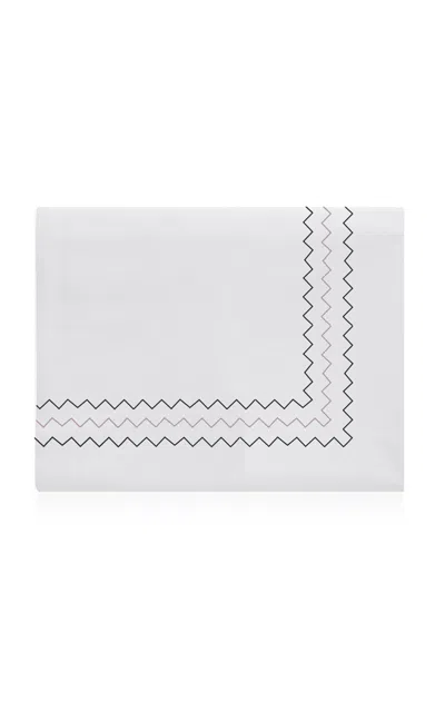 The Lino Zig Zag Cotton Percal Queen Duvet In White