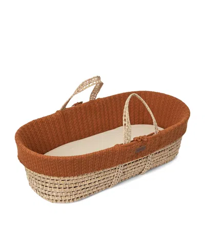 The Little Green Sheep Knitted Moses Basket And Mattress In Brown