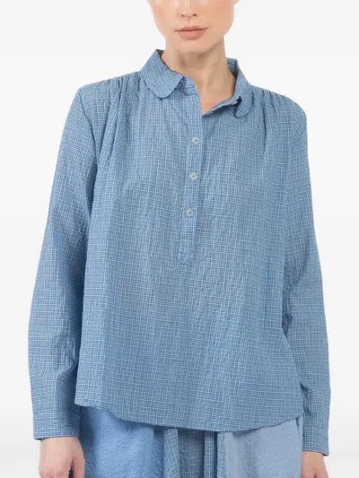 The Little Project Jordan Checked Blouse In Blue