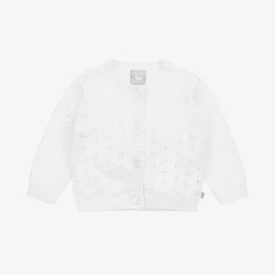 THE LITTLE TAILOR BABY GIRLS WHITE POINTELLE CARDIGAN