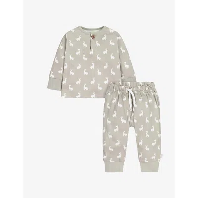 The Little Tailor Babies'  Grey Bunny Long-sleeve Cotton-jersey Tracksuit 3-24 Months