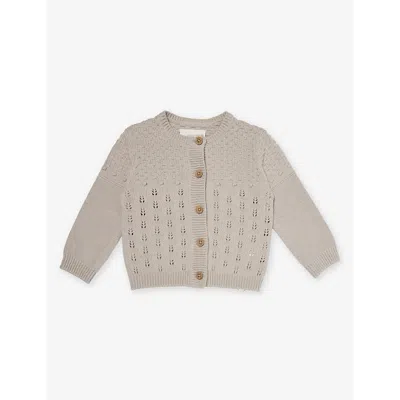 The Little Tailor Babies'  Fawn Chunky-knit Button-down Cotton Cardigan 3-24 Months