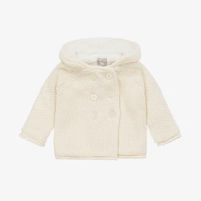 The Little Tailor Babies' Ivory Knitted Cotton Pram Coat