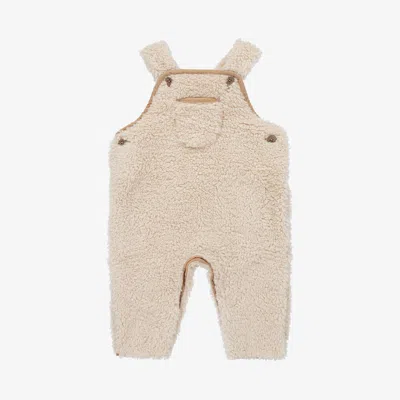 The Little Tailor Ivory Sherpa Fleece Baby Dungarees