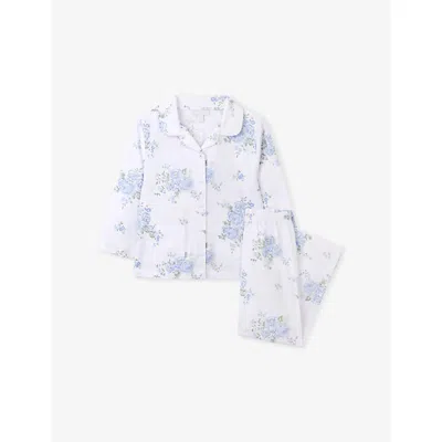 The Little White Company Kids' /blue Alice Floral-print Cotton Pyjamas 2-12