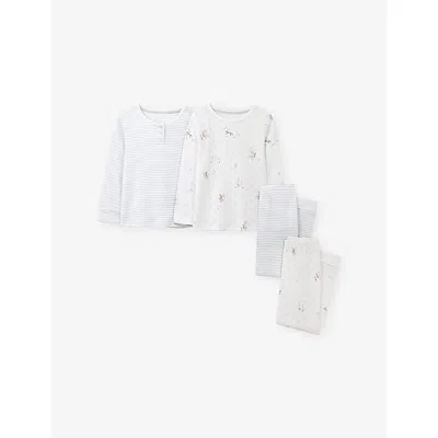 The Little White Company Kids' Fairy & Stripe-print Slim-fit Set Of Two Cotton Pyjamas 2-12 In Multi
