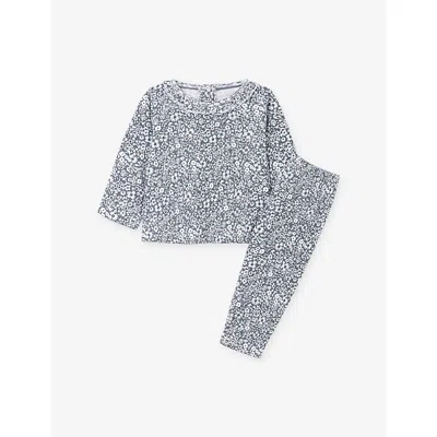 The Little White Company Kids' Petunia-print Two-piece Cotton Pyjama Set 0-24 In Gray