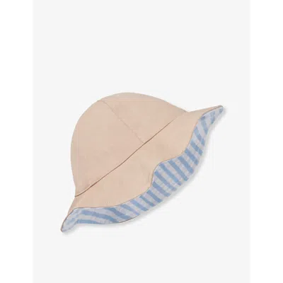 The Little White Company Boys Multi Kids Reversible Stripe-pattern Organic-cotton Hat In Neutral