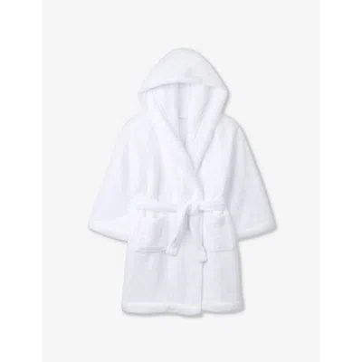 The Little White Company Boys White Kids Snuggle Tie-waist Hooded Woven Robe 1-6 Years