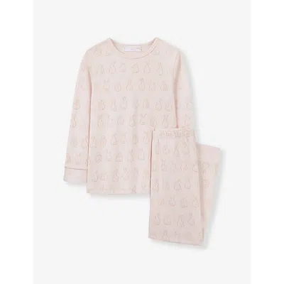 The Little White Company Kids' Pink Bunny-pattern Cotton-jersey Pyjamas 1