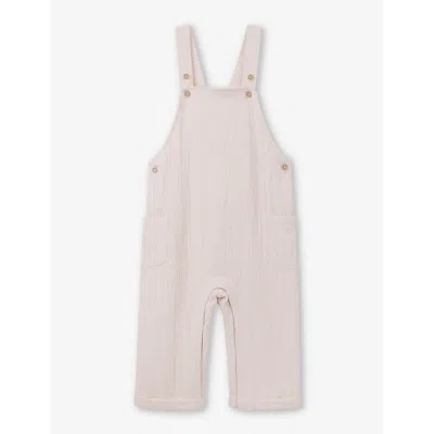 The Little White Company Babies'  Dusty Rose Crinkle Patch-pocket Organic-cotton Dungarees 0-18 Months