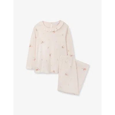The Little White Company Kids' Pink Fairy-print Relaxed-fit Organic-cotton Pyjamas 1-6