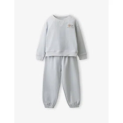 The Little White Company Kids' G Embroidered Stretch-cotton Pyjama Set 1-12 Years Blue In White
