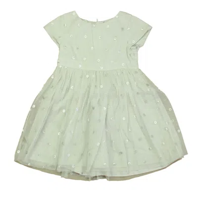 Pre-owned The Little White Company Kids' Girls Gray Silver Special Occasion Dress In Grey