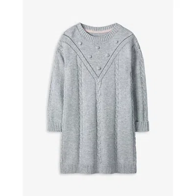 The Little White Company Girls Grey Kids Cable Knitted Dress 1-6 Years