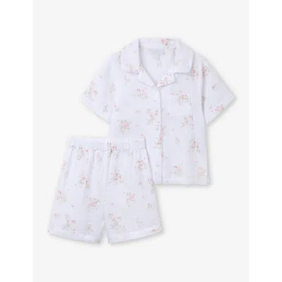The Little White Company Girls Multi Kids Floral-print Classic-fit Organic-cotton Pyjamas