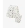 The Little White Company Grey Marl Star-pattern Long-sleeved Cotton-blend Pyjamas 2-12 In Gray