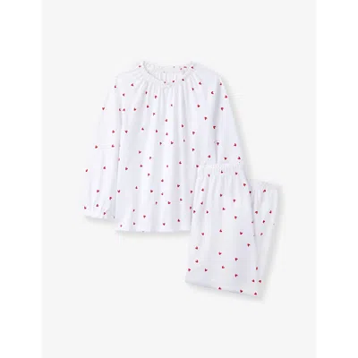 The Little White Company Kids' Heart-print Cotton-jersey Pyjamas 1 In White