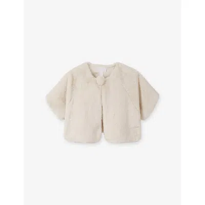 The Little White Company Kids' Ivory Short-sleeve Faux-fur Bolero 18 Months-6 In Neutral