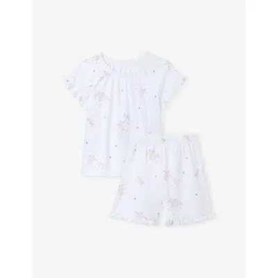 The Little White Company Kids' Urtle-print Cotton Pyjamas 1-12 Years Whitepink