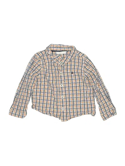 Pre-owned The Little White Company Kids' Long Sleeve Button Down Shirt In Brown