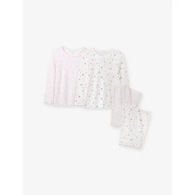The Little White Company Kids' Multi Mixed-floral Two-piece Cotton Pyjama Set 3-12 In White