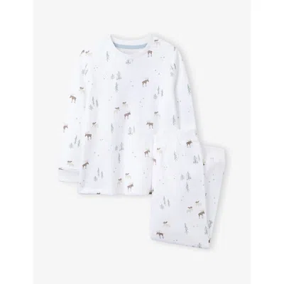 The Little White Company Kids' Multi Moose Relaxed-fit Cotton Pyjamas Set 2-1