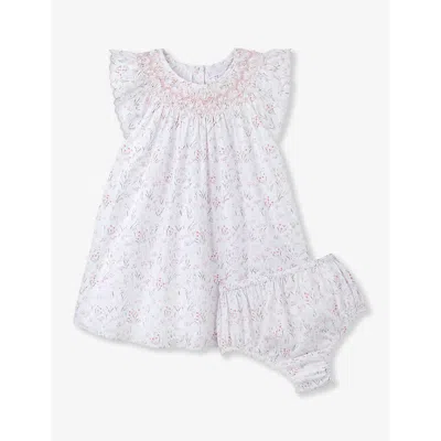 The Little White Company Babies'  Multi Celine Floral-print Hand-smocked Organic-cotton Dress 0-18 Months