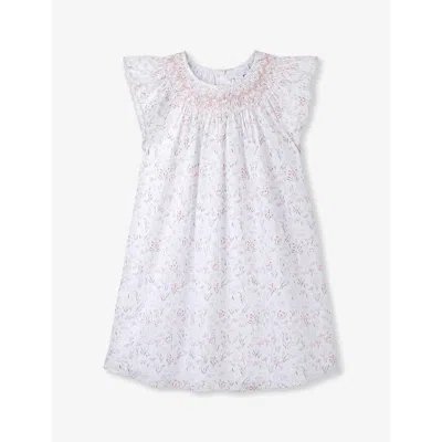 The Little White Company Babies'  Multi Celine Floral-print Hand-smocked Organic-cotton Dress 18 Months-6 Yea