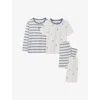 The Little White Company Multi Lighthouse And Stripe-pattern Cotton Pyjamas Set Of Two 1-6 In Multi