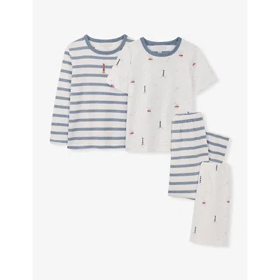 The Little White Company Kids' Multi Lighthouse Graphic-print Cotton Pyjamas Set Of Two 7