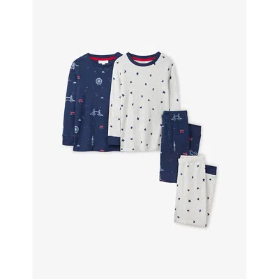 The Little White Company Kids' Multi London And Star-print Cotton Pyjamas Set Of Two 1-6