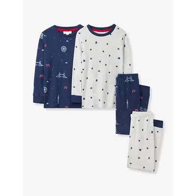 THE LITTLE WHITE COMPANY MULTI LONDON STAR GRAPHIC-PRINT COTTON PYJAMAS SET OF TWO 7