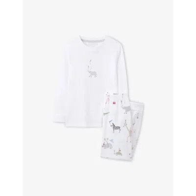 The Little White Company Kids' Multi Party Animals Slim-fit Organic Cotton Pyjamas 1-6 Y