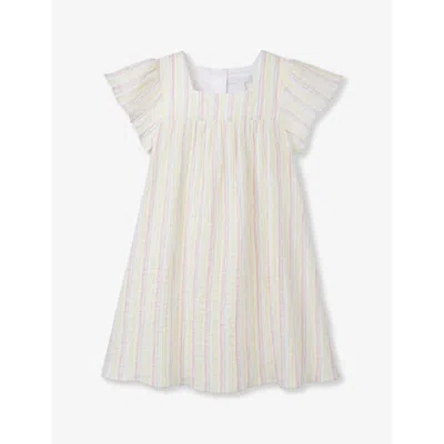 The Little White Company Babies'  Multi Stripe Gathered Organic-cotton Dress 18 Months-6 Years