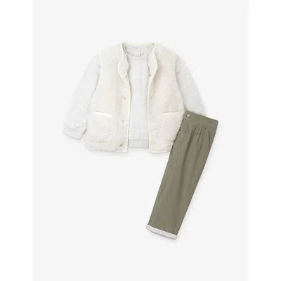 The Little White Company Kids' Wo-in-one Cotton Top And Trousers Set 0 Months - 4 Years Multi In Neutral